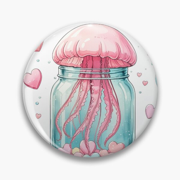 Item preview, Cute Pink Jellyfish in Glass Jar Whimsical Valentine Sublimation Art designed and sold by AQUILAKREO.