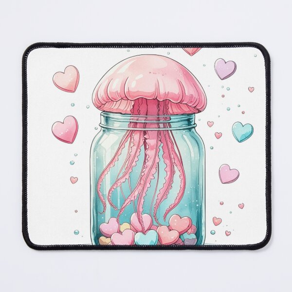 Item preview, Cute Pink Jellyfish in Glass Jar Whimsical Valentine Sublimation Art designed and sold by AQUILAKREO.