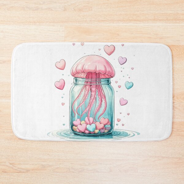 Item preview, Cute Pink Jellyfish in Glass Jar Whimsical Valentine Sublimation Art designed and sold by AQUILAKREO.
