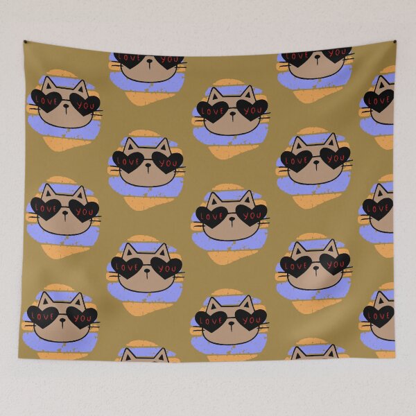 Item preview, Love You – Cute and Funny Cat with Glasses designed and sold by AstronautMerch.