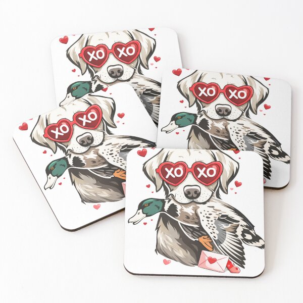 Item preview, XOXO Valentine Camo hunting dog with duck designed and sold by will freed18.