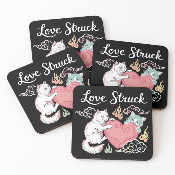 Item preview, Love Struck Retro Tattoo Style Cats Heart Illustration designed and sold by zzz888.