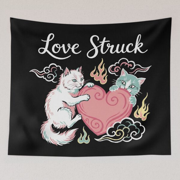 Item preview, Love Struck Retro Tattoo Style Cats Heart Illustration designed and sold by zzz888.