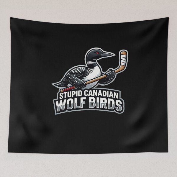 Item preview, Stupid Canadian Wolf Birds - Funny Loon Hockey Romance designed and sold by SofenArt.