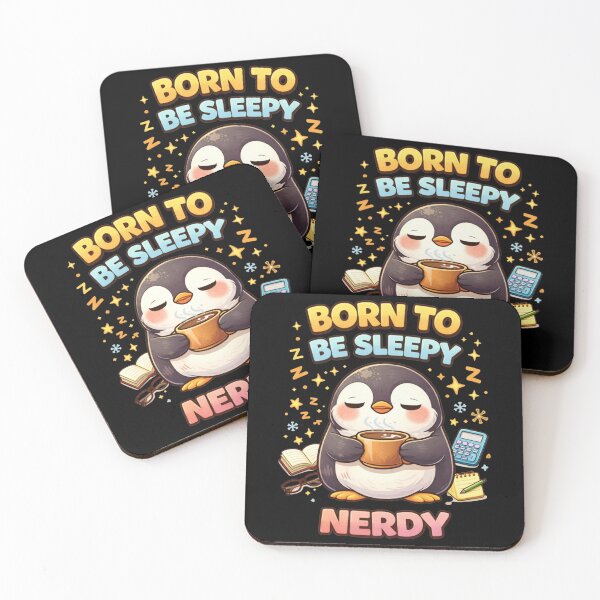 Item preview, Born To Be Sleepy Nerdy Penguin Coffee designed and sold by Papier Atelier Art.