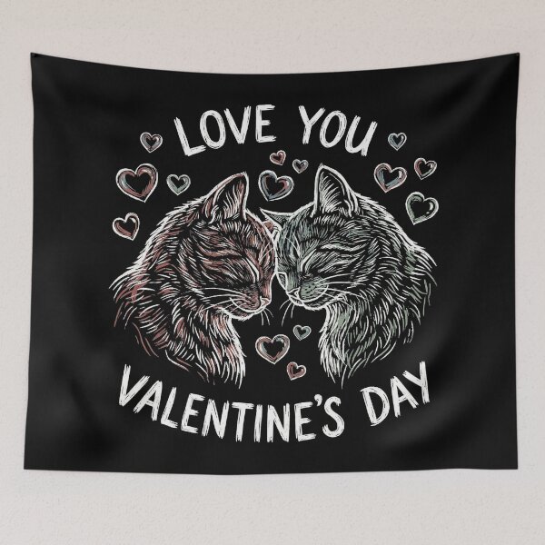 Item preview, Romantic Sketchy Cats Nuzzling Love You Valentine Art designed and sold by zzz888.