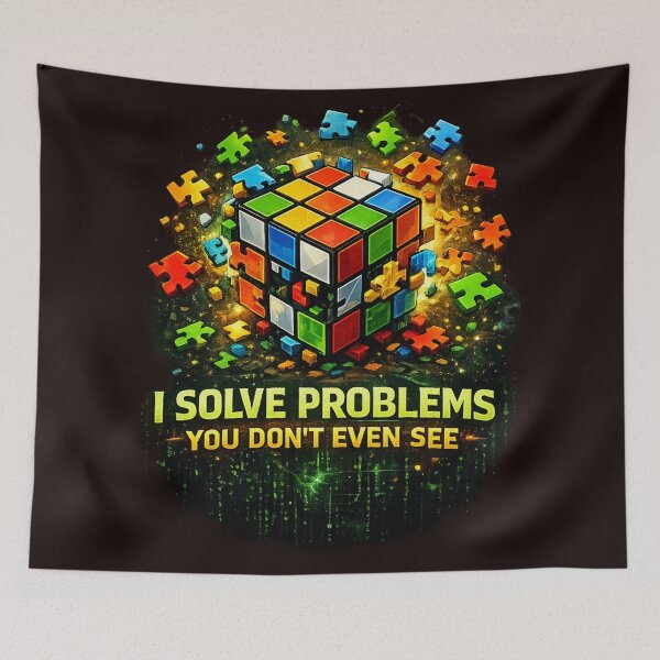 Item preview, I Solve Problems You Don’t Even See – 3D Puzzle Solver Cube Shirt designed and sold by Kevin Shearer.