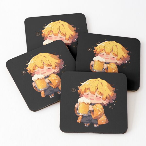 Item preview, Demon Zenitsu Agatsuma Anime Slayer Chibi Kawaii Beer Drunk Cute Happy Mood designed and sold by riadjamai.