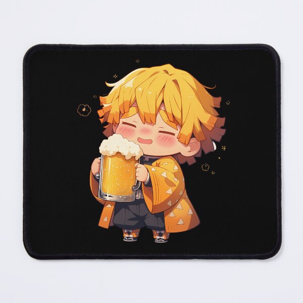 Item preview, Demon Zenitsu Agatsuma Anime Slayer Chibi Kawaii Beer Drunk Cute Happy Mood designed and sold by riadjamai.