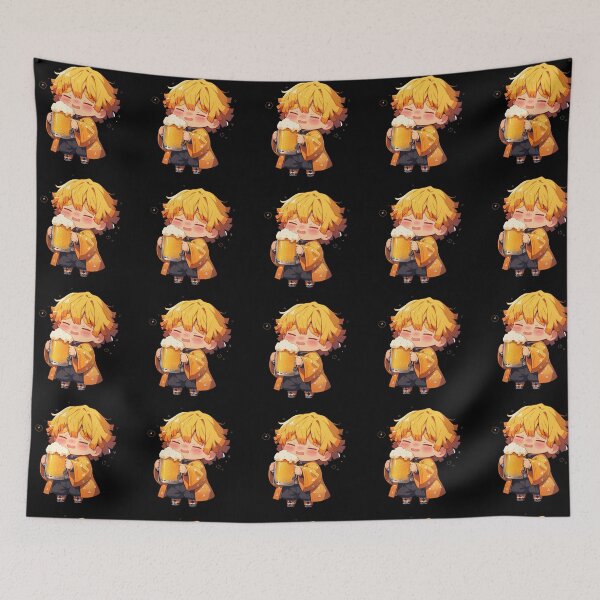 Item preview, Demon Zenitsu Agatsuma Anime Slayer Chibi Kawaii Beer Drunk Cute Happy Mood designed and sold by riadjamai.