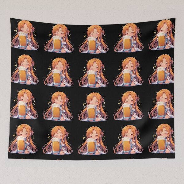 Item preview, Asuna Sword Art Online Anime Kawaii Chibi Beer Drunk Fest Joyful Celebration Mood designed and sold by riadjamai.