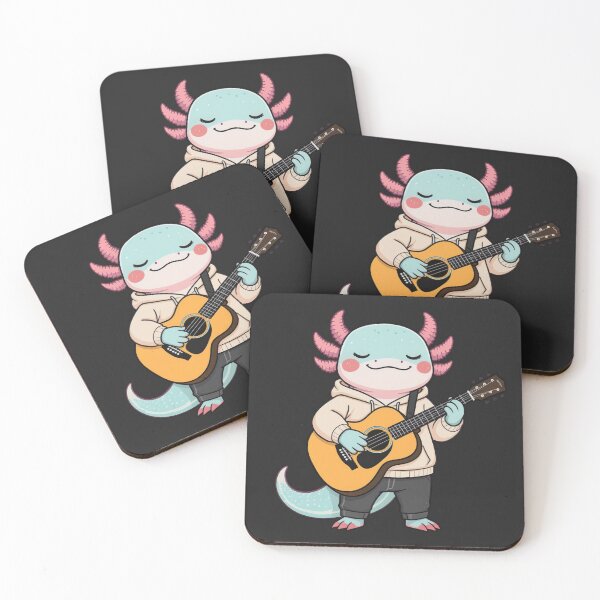 Item preview, Guitar Player Axolotl – Chill Musician Aesthetic Illustration designed and sold by ColorSplash123.