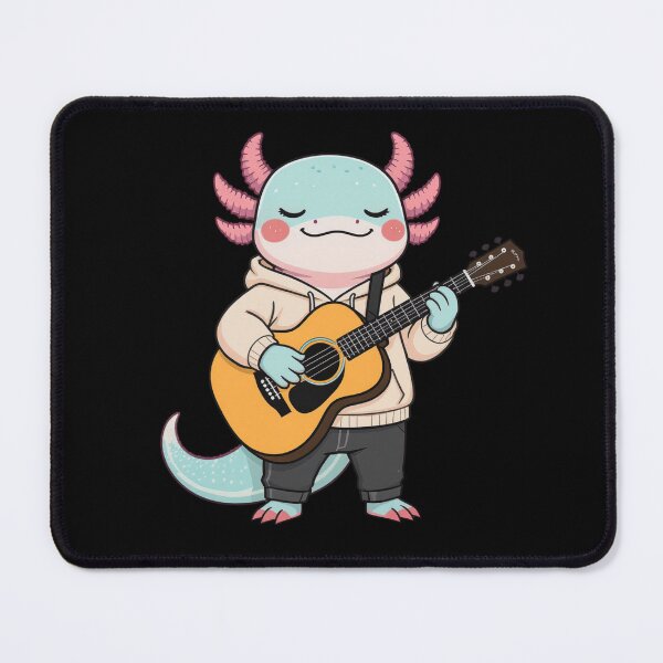 Item preview, Guitar Player Axolotl – Chill Musician Aesthetic Illustration designed and sold by ColorSplash123.