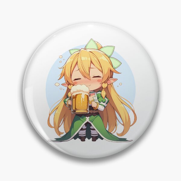 Item preview, Leafa Sword Art Online Anime Girl Kawaii Chibi Beer Drunk Fest Happy Cheerful Mood designed and sold by riadjamai.