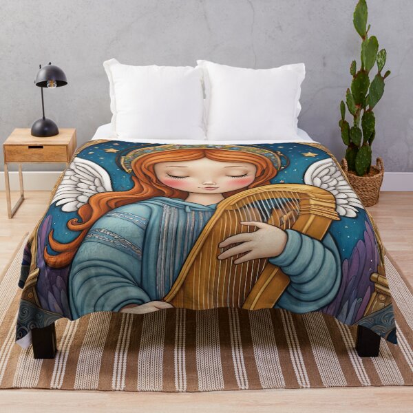 Item preview, Angel with wings wearing a hoodie Playing a Harp designed and sold by Colin Bentham.