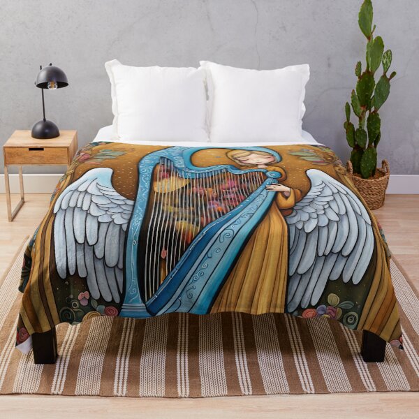 Item preview, Angel with wings wearing a hoodie Playing a Harp designed and sold by Colin Bentham.