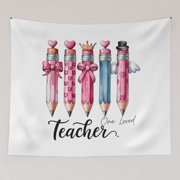 Item preview, Valentine Teacher Pencils – Cute Pink Heart Pencil Illustration for Teachers designed and sold by Happy'CLICK'.