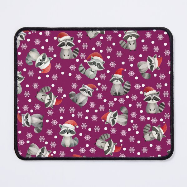 Item preview, Tossed Christmas Raccoons & Snowflakes on Dark Pink designed and sold by KSimpson838.