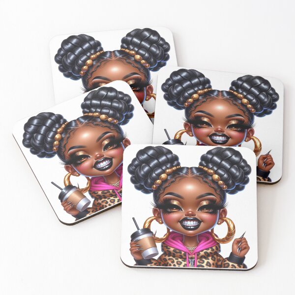 Item preview, Cute Chibi Black Girl Coffee Lover Illustration designed and sold by Lulunza.