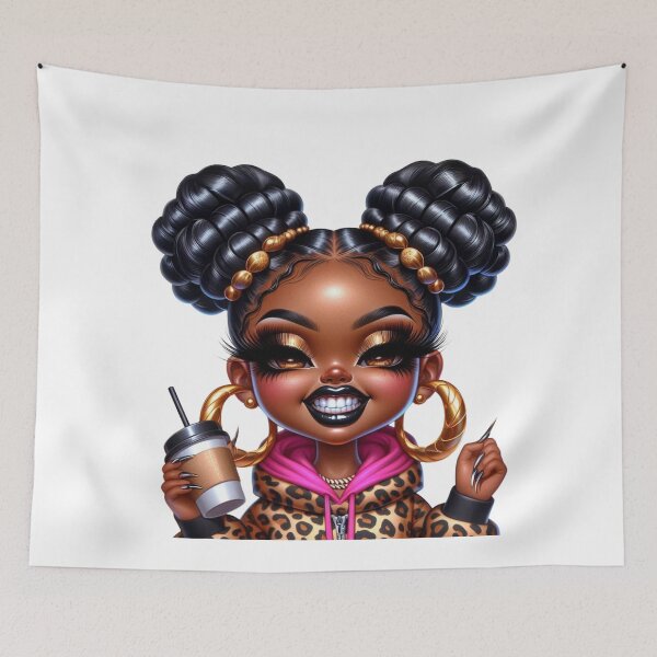 Item preview, Cute Chibi Black Girl Coffee Lover Illustration designed and sold by Lulunza.