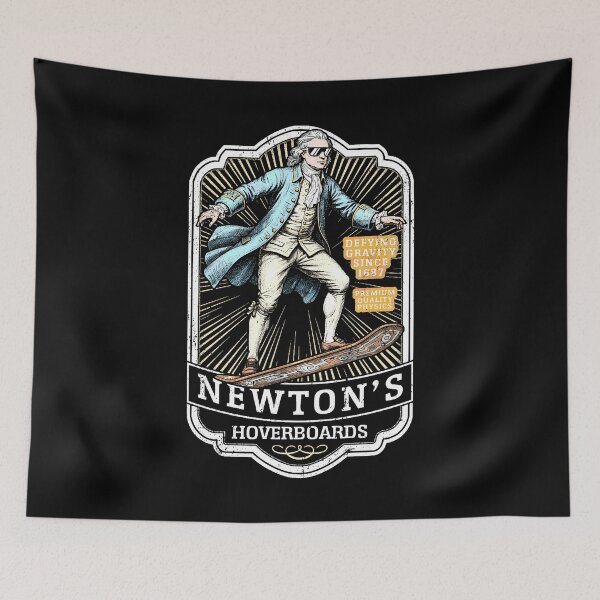 Item preview, Funny Physics Isaac Newton Hoverboard Vintage Label Science designed and sold by GrandeDuc.