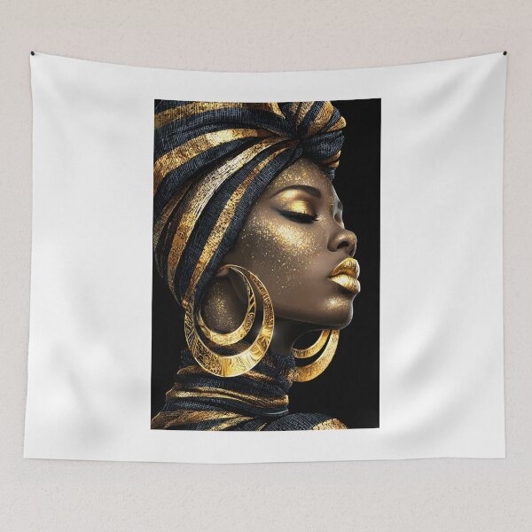 Item preview, Elegant Woman with Golden Accents and Headwrap Art designed and sold by Artessie.