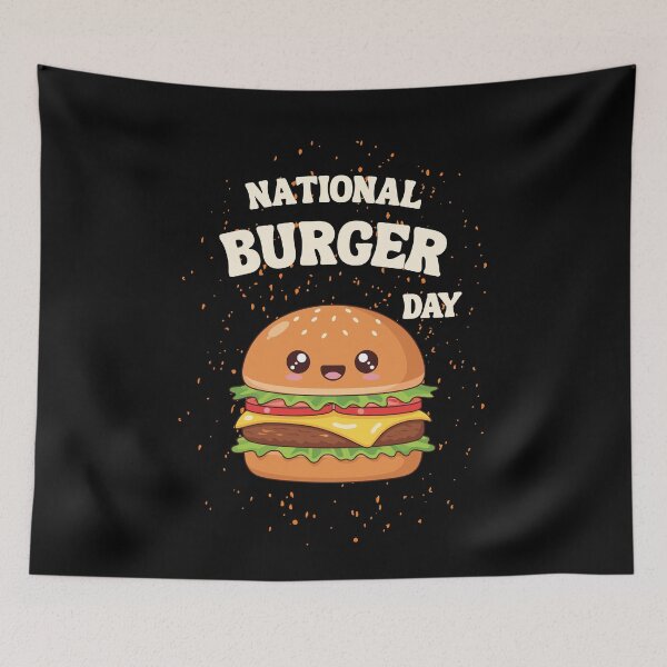 Artikelvorschau, Lustiger Burger zum Nationalen Burgertag – Niedliches Lebensmittel-Cartoon-Design entworfen und verkauft von Graphizia.