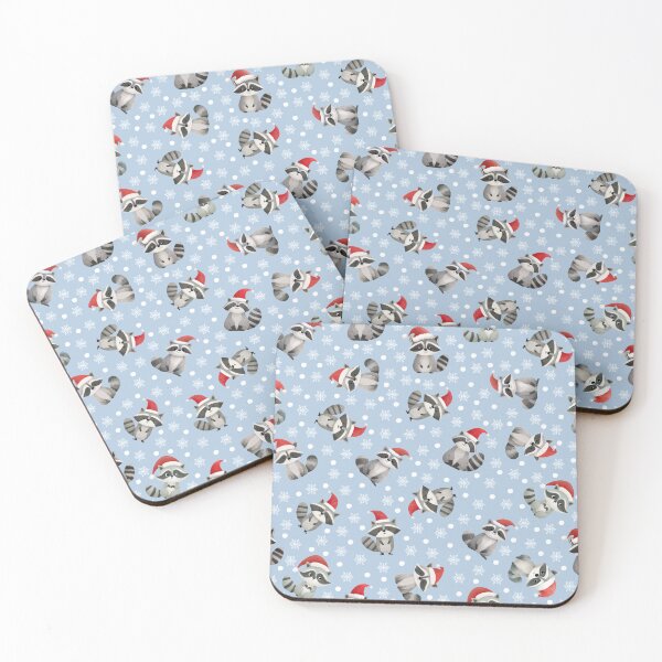 Item preview, Tossed Christmas Raccoons & Snowflakes on Light Blue designed and sold by KSimpson838.
