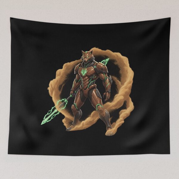 Item preview, Earth Wolf Warrior – Elemental Nature Guardian with Green Energy Armor designed and sold by FORYOUOFFICIAL.