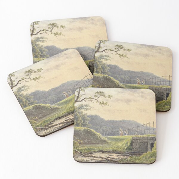 Item preview, Vintage Country Landscape Painting: Farmhouse Bridge Scene designed and sold by SavageVision.