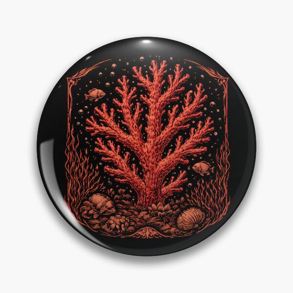 Item preview, Red Coral Tree Illustration on Black Background, Vibrant Maritime Art for Modern Home Decor Display designed and sold by portokalis.