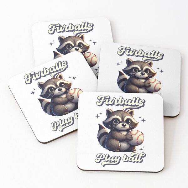 Item preview, Furballs Play Ball Cute Raccoon Baseball Fan Design designed and sold by Supri123.