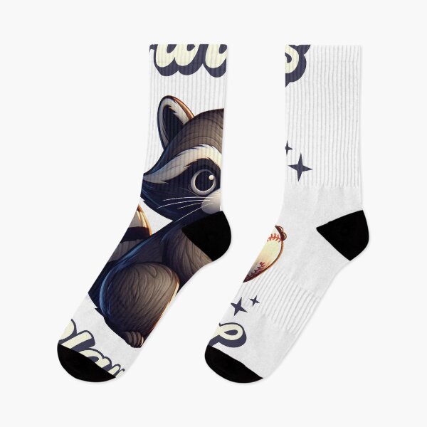 Item preview, Furballs Play Ball Cute Raccoon Baseball Fan Design designed and sold by Supri123.