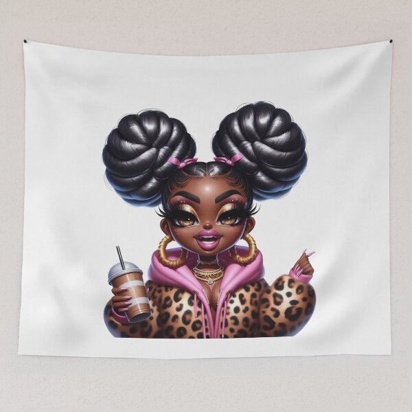 Item preview, Cute Chibi Black Girl Coffee Lover Illustration designed and sold by Lulunza.