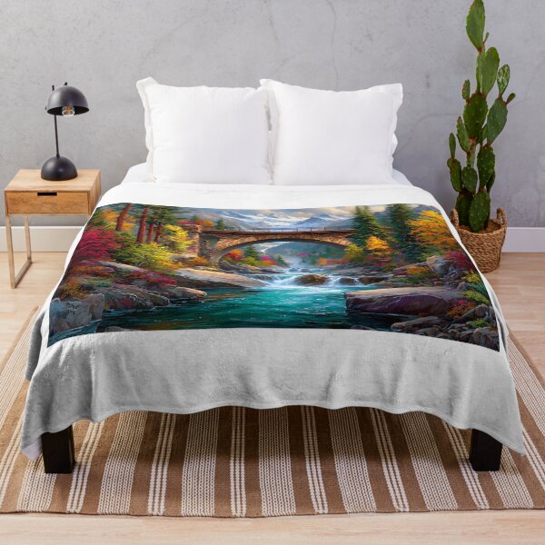 Item preview, Majestic Bridge Over A Serene Mountain River Scene designed and sold by Artessie.