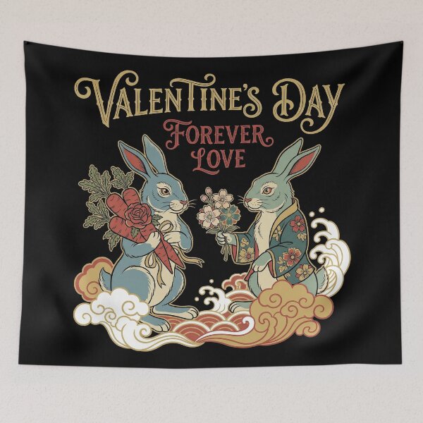 Item preview, Japanese Style Rabbits Couple Forever Love Art designed and sold by zzz888.
