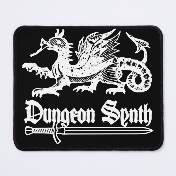 Item preview, Dungeon Synth Dragon Black White Print designed and sold by TeufelDesign.