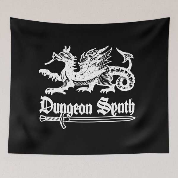 Item preview, Dungeon Synth Dragon Black White Print designed and sold by TeufelDesign.