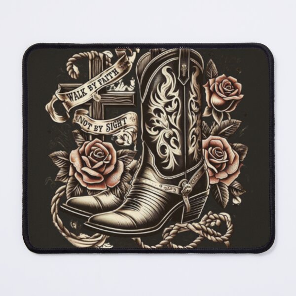Item preview, Walk by Faith Not by Sight – Christian Western Boots Art designed and sold by GardenReign.
