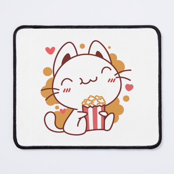 Item preview, Cat holding popcorn and surrounded by hearts designed and sold by Redmoon9.