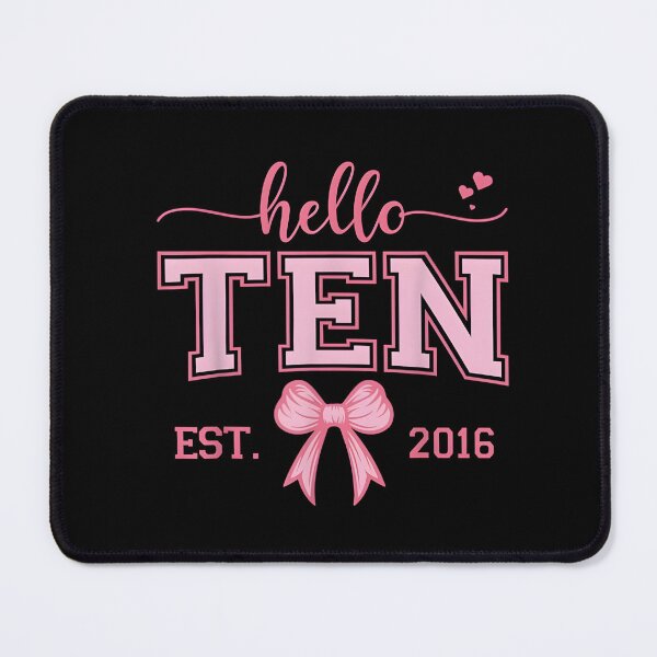 Item preview, Hello Ten Cute Pink Birthday Typography Design, 10th Birthday Celebration Graphic with Bow and Hearts Aesthetic designed and sold by JoyBoyStudio1.