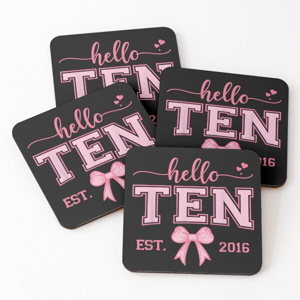 Item preview, Hello Ten Cute Pink Birthday Typography Design, 10th Birthday Celebration Graphic with Bow and Hearts Aesthetic designed and sold by JoyBoyStudio1.