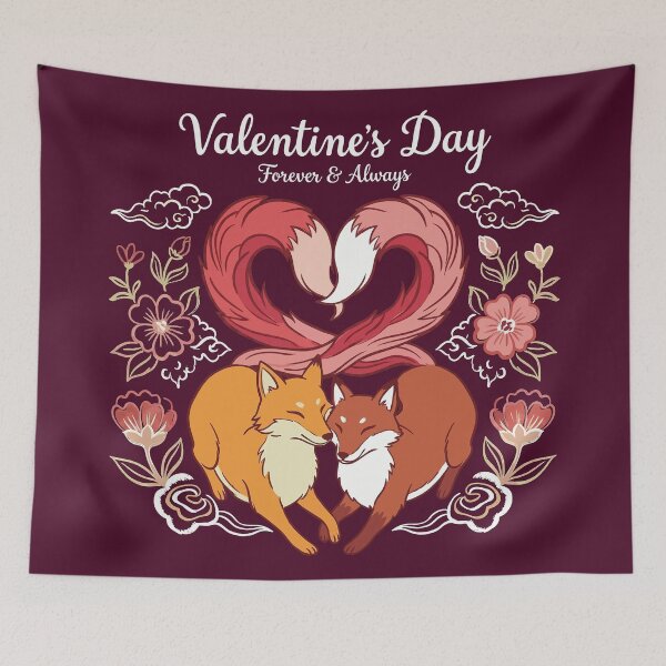 Item preview, Romantic Foxes Heart Tails Forever and Always Illustration designed and sold by zzz888.