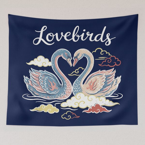 Item preview, Vintage Tattoo Style Swans Lovebirds Heart Art designed and sold by zzz888.