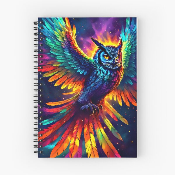 Item preview, Rainbow Fire Owl – Psychedelic Mythical Guardian designed and sold by Neer arts.