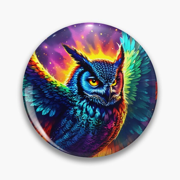 Item preview, Rainbow Fire Owl – Psychedelic Mythical Guardian designed and sold by Neer arts.