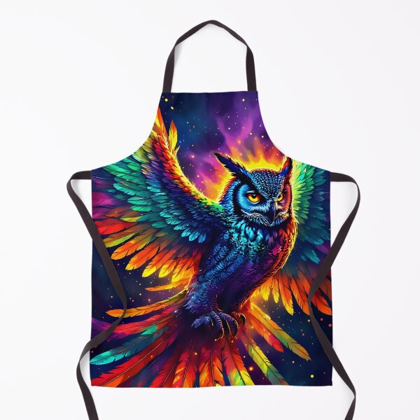 Item preview, Rainbow Fire Owl – Psychedelic Mythical Guardian designed and sold by Neer arts.