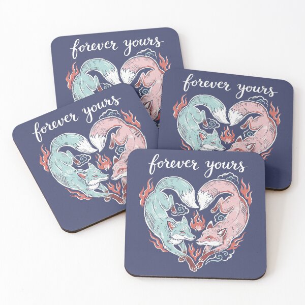 Item preview, Vintage Tattoo Style Foxes Heart Forever Yours Art designed and sold by zzz888.