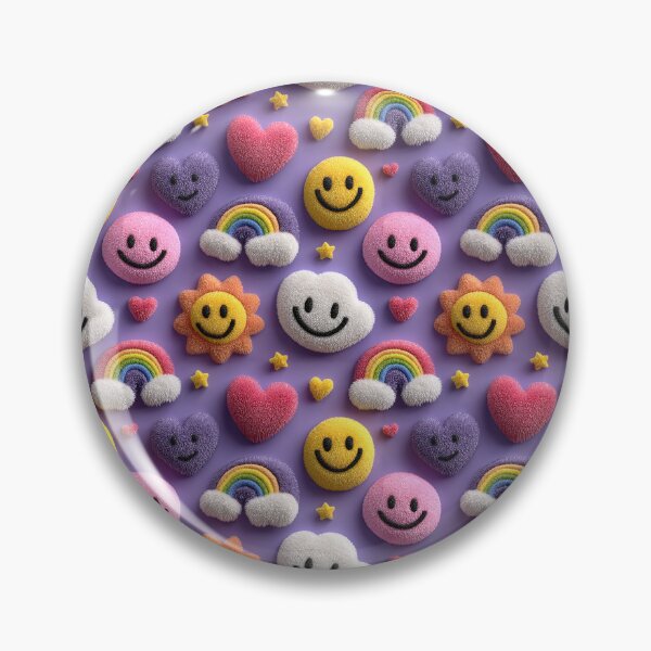 Item preview, Fuzzy Smiley Rainbow Icons Pattern designed and sold by bubblegoth.