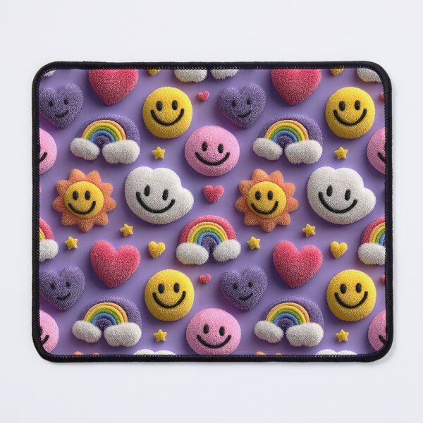 Item preview, Fuzzy Smiley Rainbow Icons Pattern designed and sold by bubblegoth.